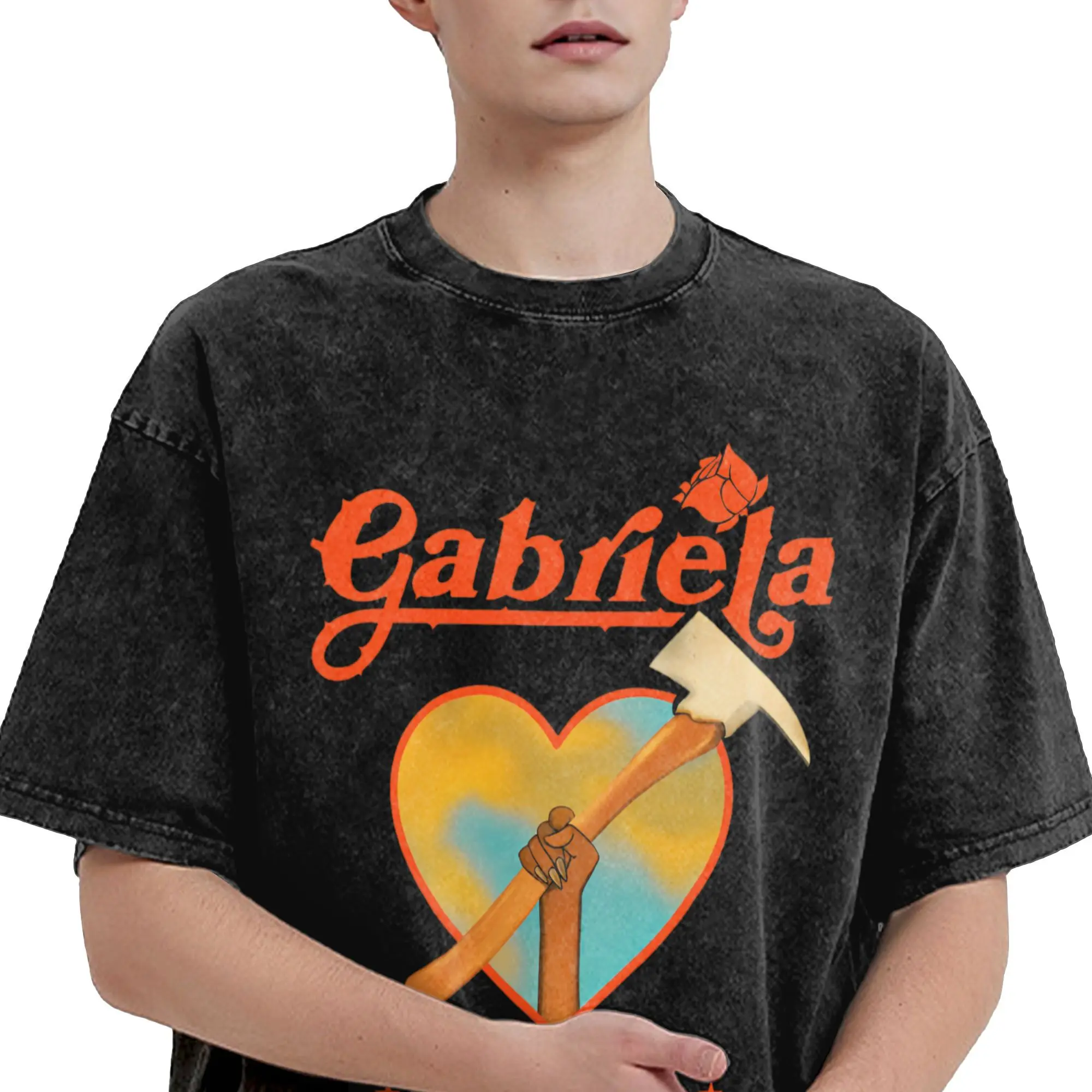 تي شيرت Katseye Gabriela Tour تي شيرت رجالي قطني رائع برقبة دائرية تي شيرت بأكمام قصيرة مطبوع