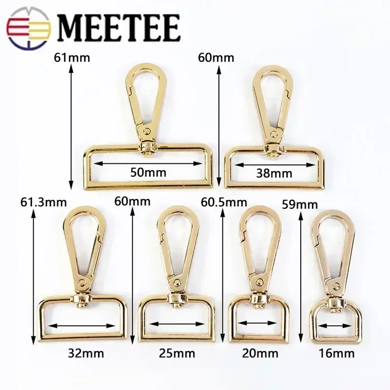 10 Pz 16-50mm Meetee Fibbie In Metallo Borsa Della Cinghia Aragosta Chiusura Girevole Trigger Pinze Moschettone FAI DA TE Borse Artigianali In Pelle