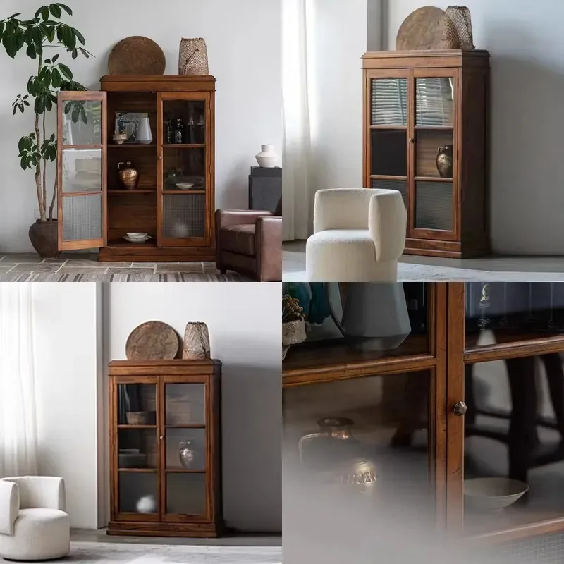Sturdy mid-century modern style lockers, tall and closed, suitable for dining rooms, living rooms, apartment furniture,