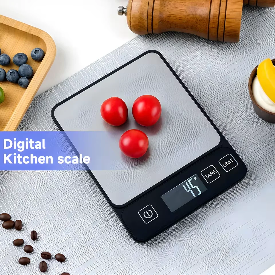 ميزان مطبخ 10 كجم، شاشة LCD رقمية، ميزان طاولة إلكتروني، موازين وزن جرام للخبز، ميزان طعام صحي شخصي