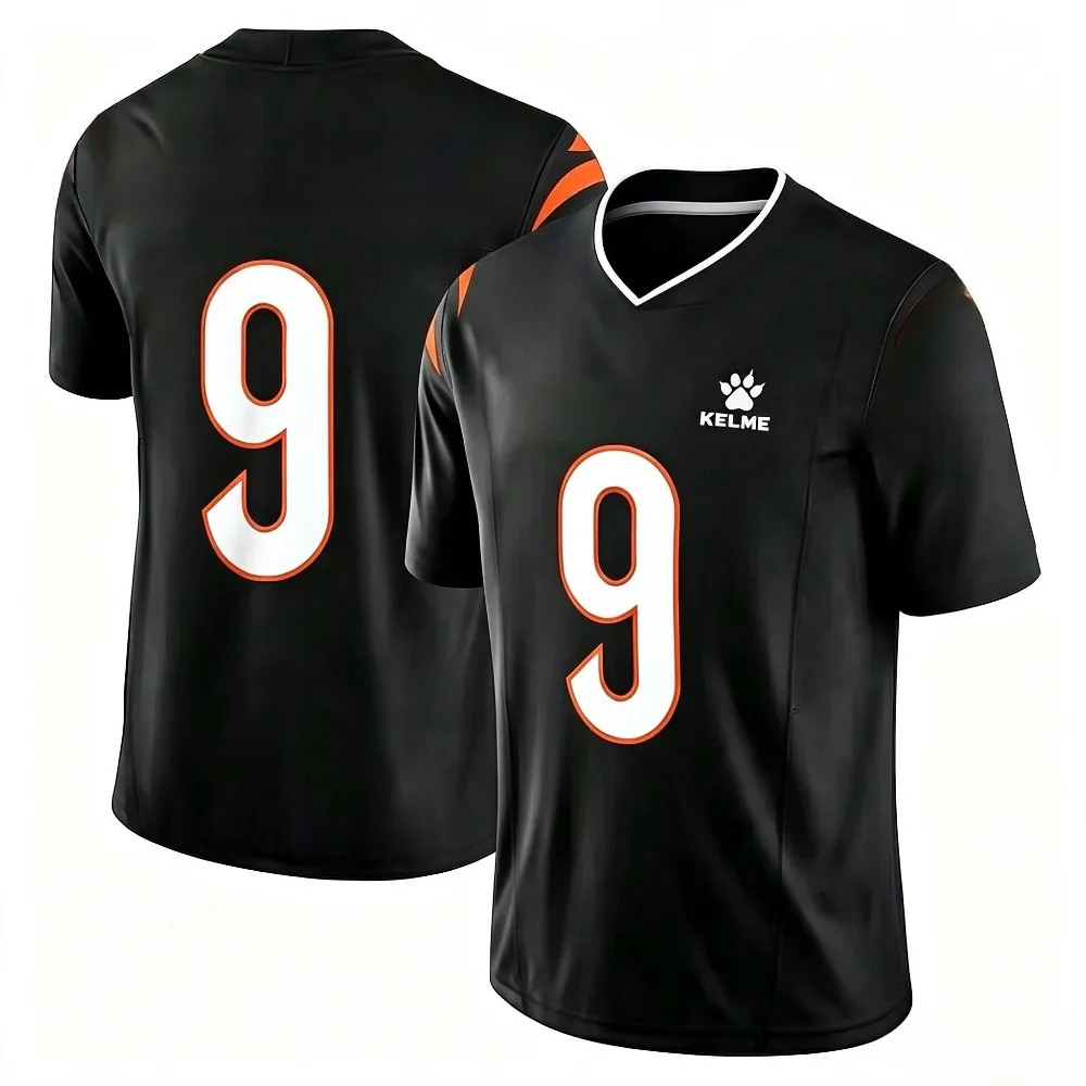 Men Number 9 Print V-Neck Short Sleeve T-Shirt Adult Sports Training Match Team Uniform Game Casual Jersey Top Tee