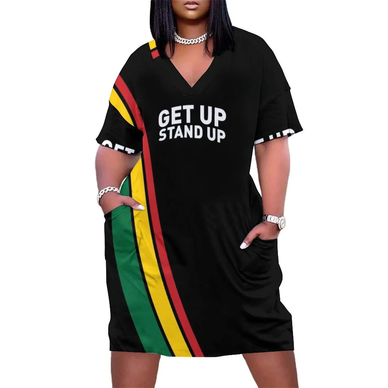 Get up Stand up / Reggae rasta vibrations Loose Pocket Dress Party dresses women dress