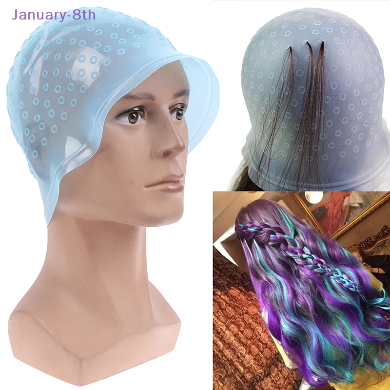 Bonnet de coloration en silicone avec crochet, capuchon de coloration, mise en évidence de la coloration des documents, coiffage des cheveux