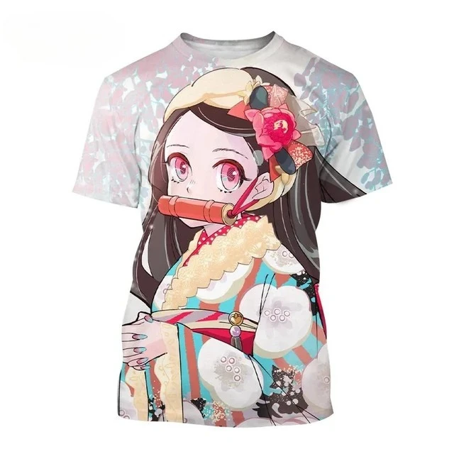Summer Kamado Nezuko 3D Personalized Anime Printed Fashion Short Sleeved Hip Hop Harajuku T-shirt for Boys and Girls
