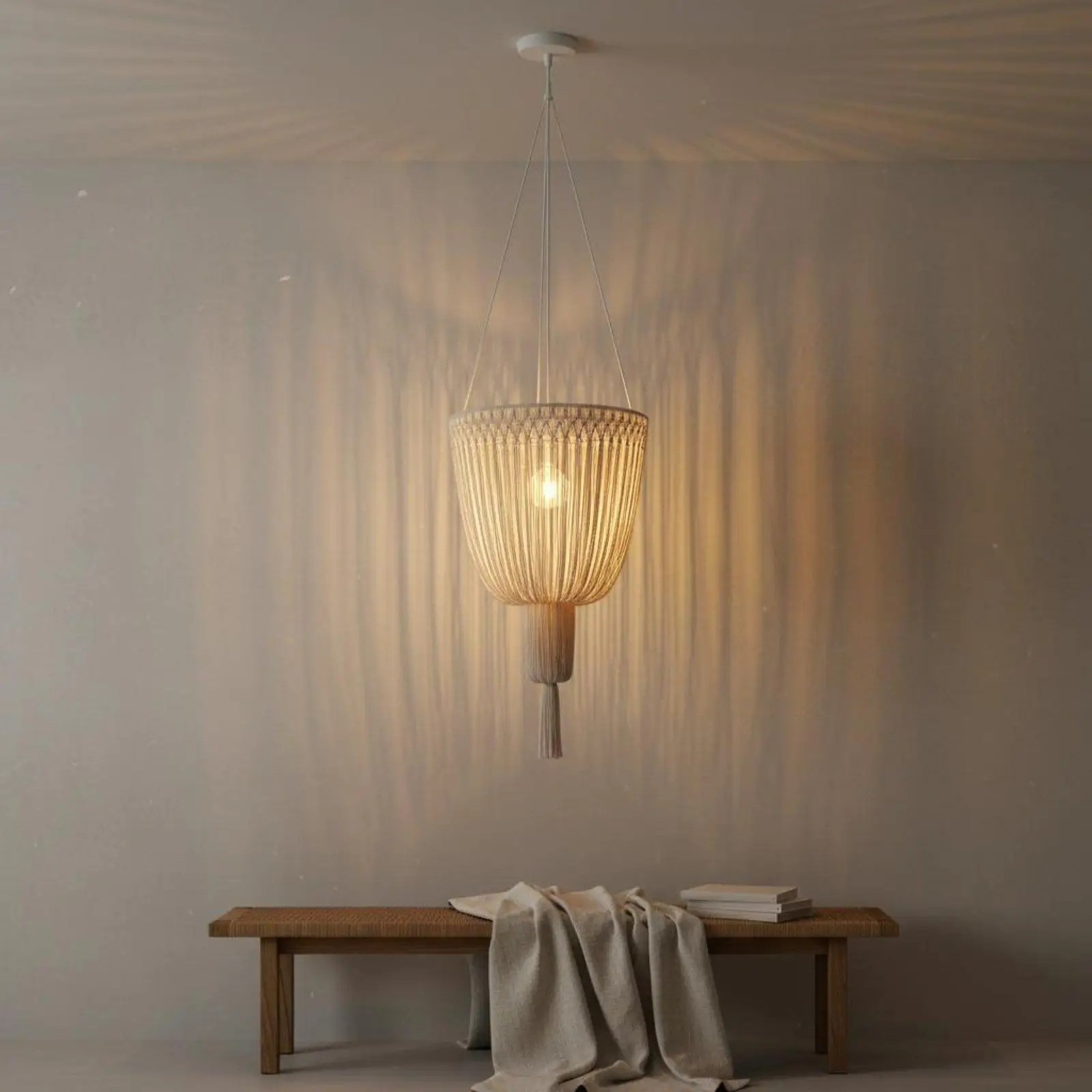 Cotton Rope Hanging Shade Nordic Design Boho Tassel Lampshade Warm Ambiance