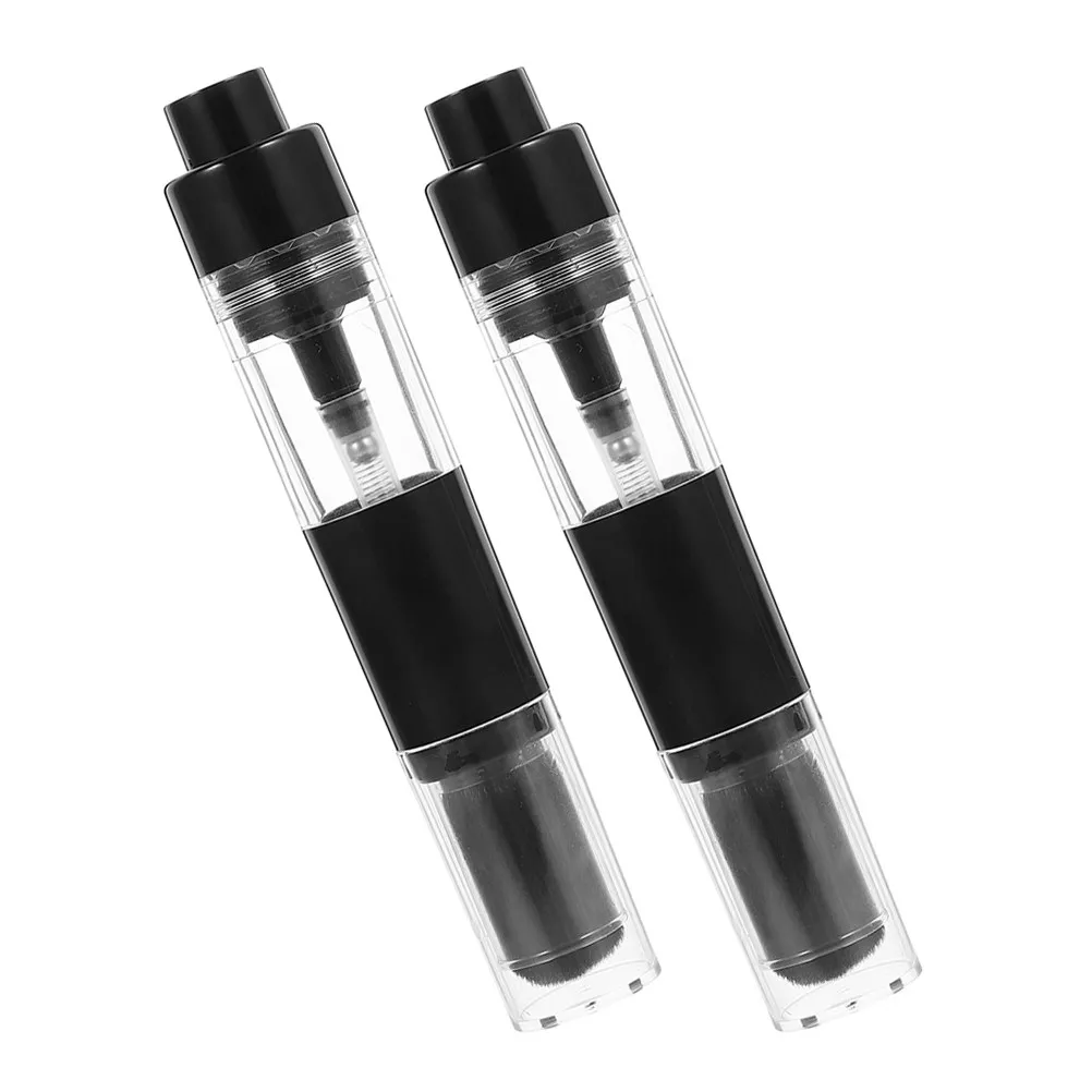 2Pcs -Activated Powder Brush Set Reusable Travel Foundation Blush Brush with Elegant Bottle Design for Seamless