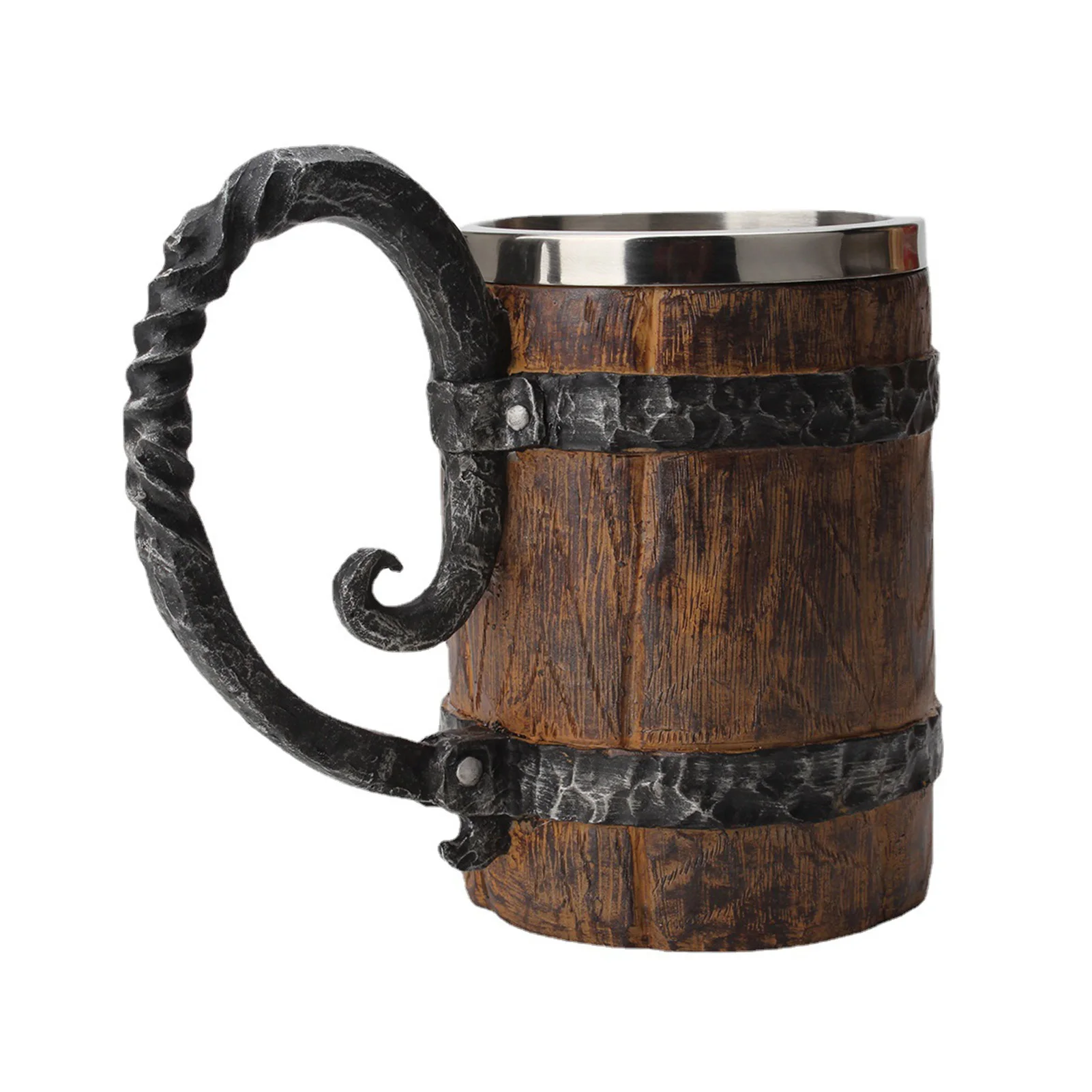 Simulated Wooden Double-layer Mug For Unique Drinking Sessions Stainless Steel Beer Cup Book Cup