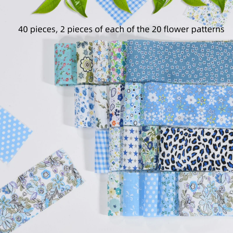 40 Stück Blumenmuster-Quiltstoffstreifen, 100 % Baumwollstreifen für Patchwork, Nähen, DIY, Handwerk, Bastelbedarf, 6,5 x 50 cm/2,55 x 19,68 Zoll – Detail 8