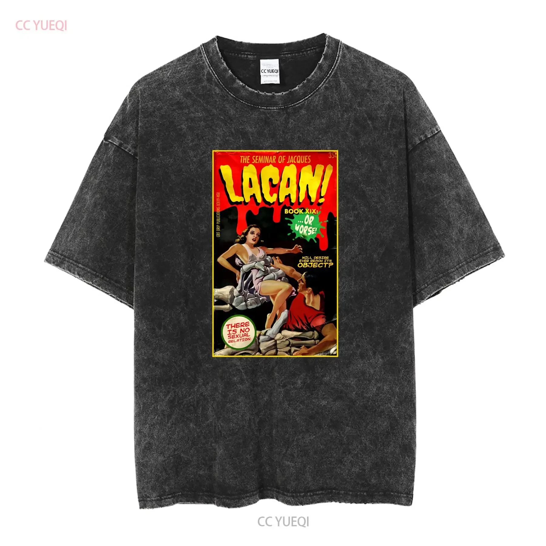 Lacan Or Worse Pulp Paperback Philosophy T Shirt long short sleeves vintage Washed Unisex Top For Everyday Wear homme