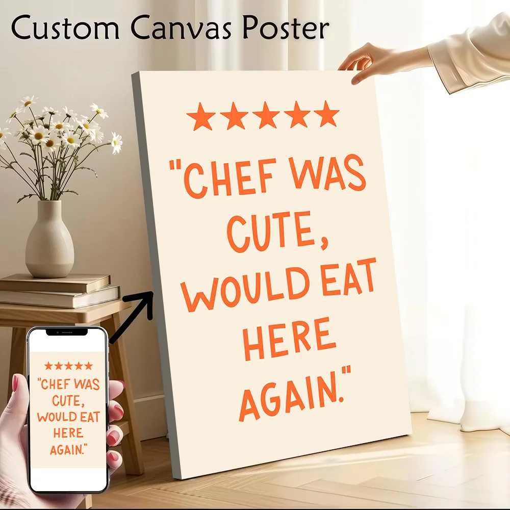 Funny Restaurant Review With Stars Canvas Print Perfect Gift for Fans Lovers Personalized Wall Art Poster for Decorative Picture