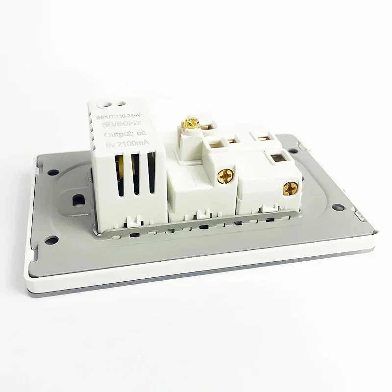 Glass Panel Wall SocketUS Mexico Standard, USB + Type-C Charging, Push Button Switch, Multi-Gang for Home Use