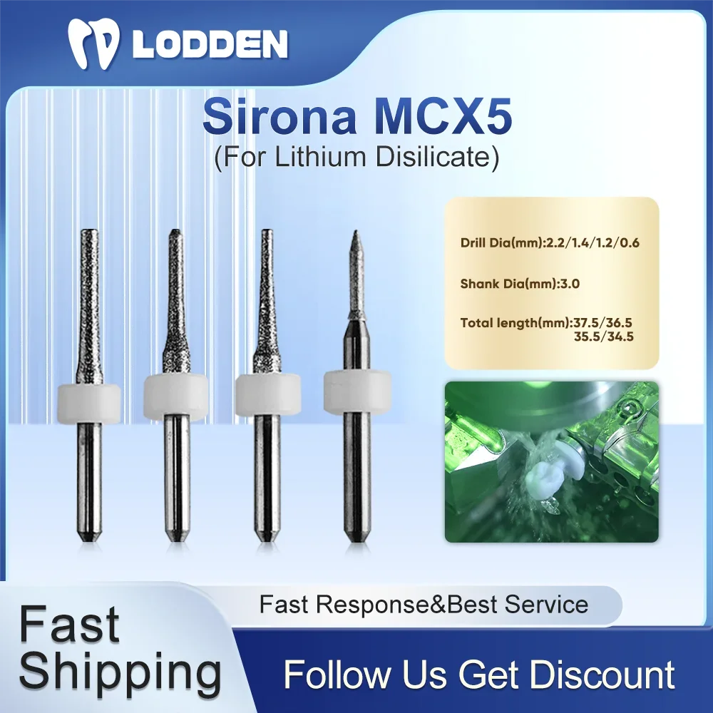 

Lodden Dental Milling Bur Sirona MCX5 Carborundum Coating Lithium Disilicate Grinding forCAD CAM Milling Machine 0.6/1.2/1.4/2.2