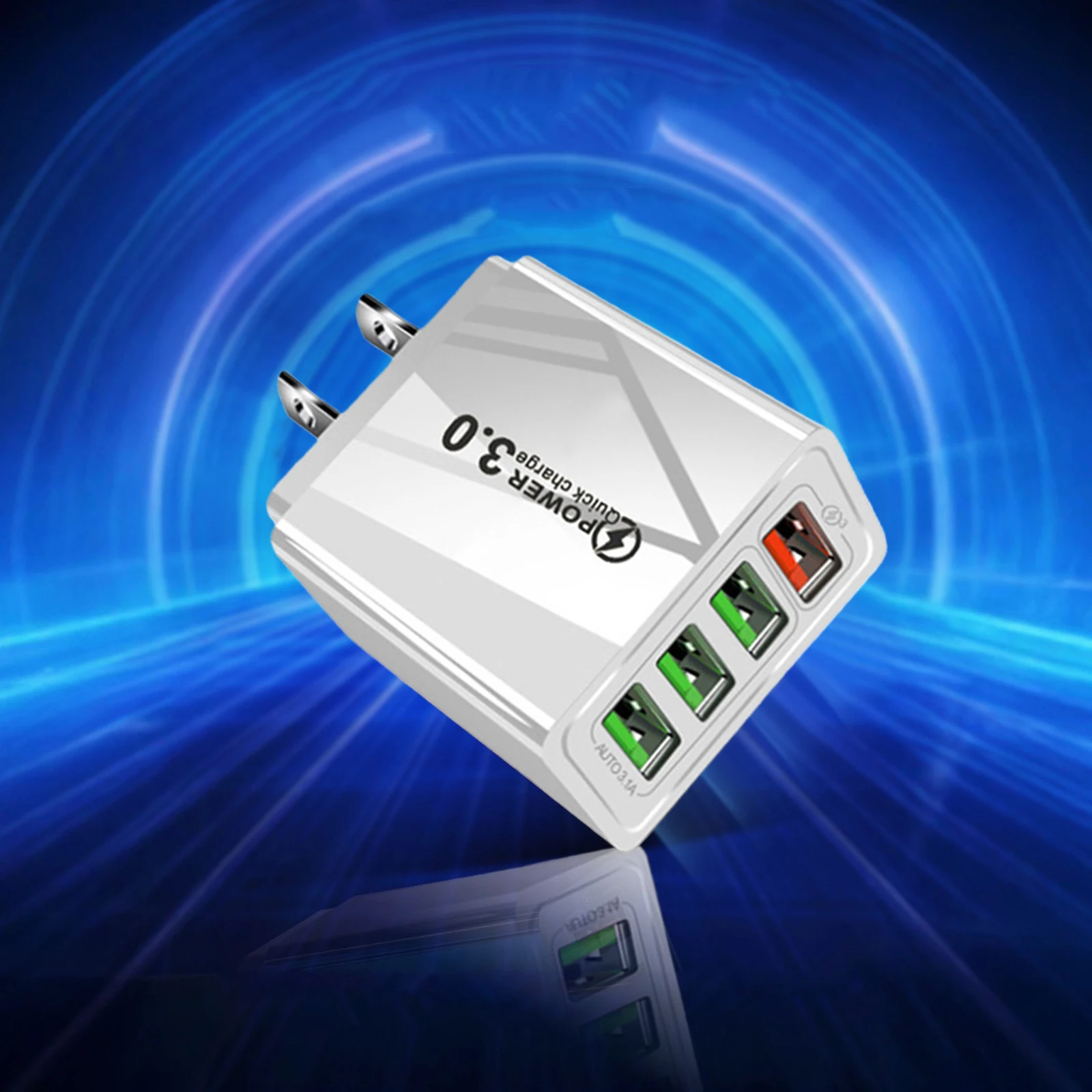 4-Port USB Quick Pro Charger with Temp Control Wall Charger Block for Travel Home Universal Compatibility All Phones