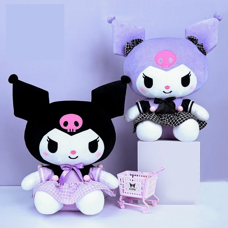 

Sanrio Plush Toy Kuromi with Uniform Outfit Changeable Clothes Soft Stuffed Animal Cinnamoroll Plushie Kawaii Pillow Gift