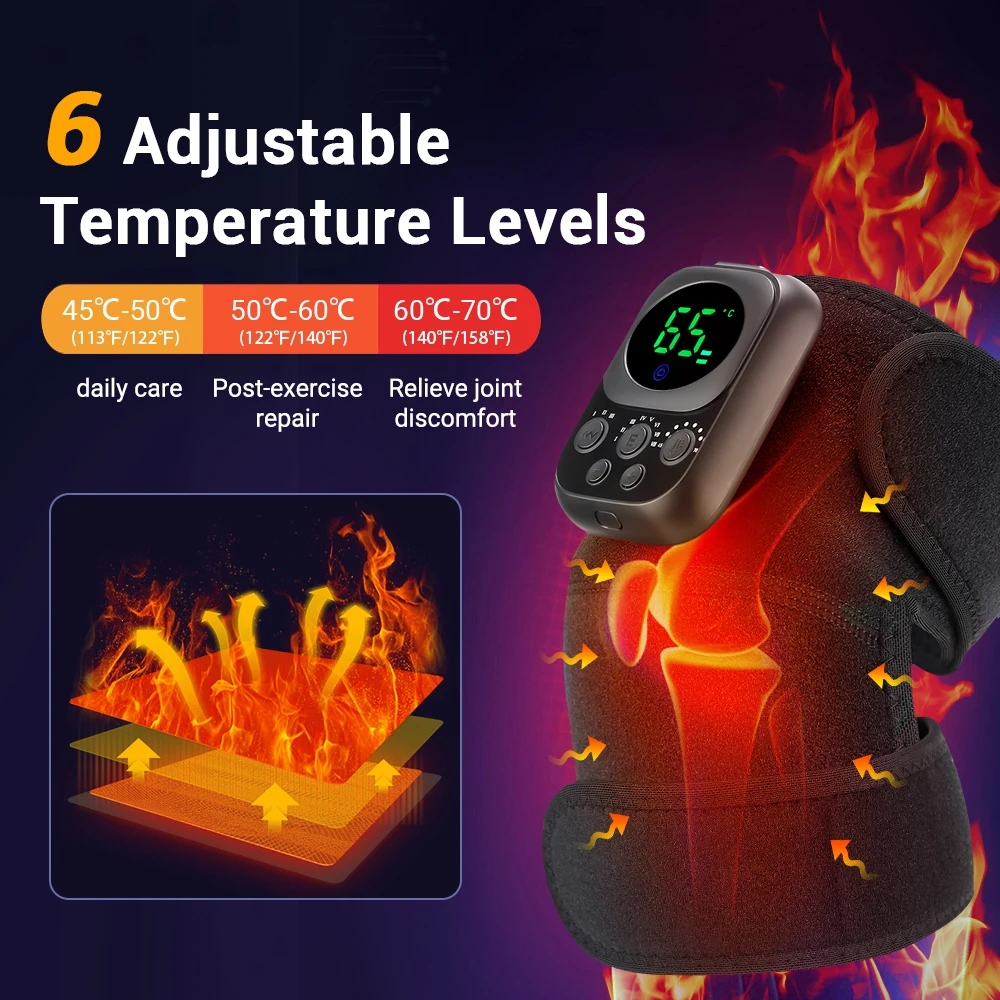 Wireless Control Heating Vibration Knee Pad Detachable Knee Massager 8 modes &10 levels Vibration Physiotherapy Equipment - Image 4