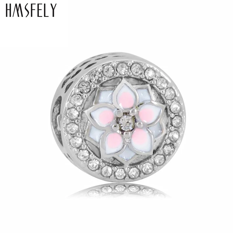 HMSFELY 4pcs 316l Stainless Steel Crystal Pink Beads European Big Hole Bead Accessories For Charms Bracelet Jewelry Making