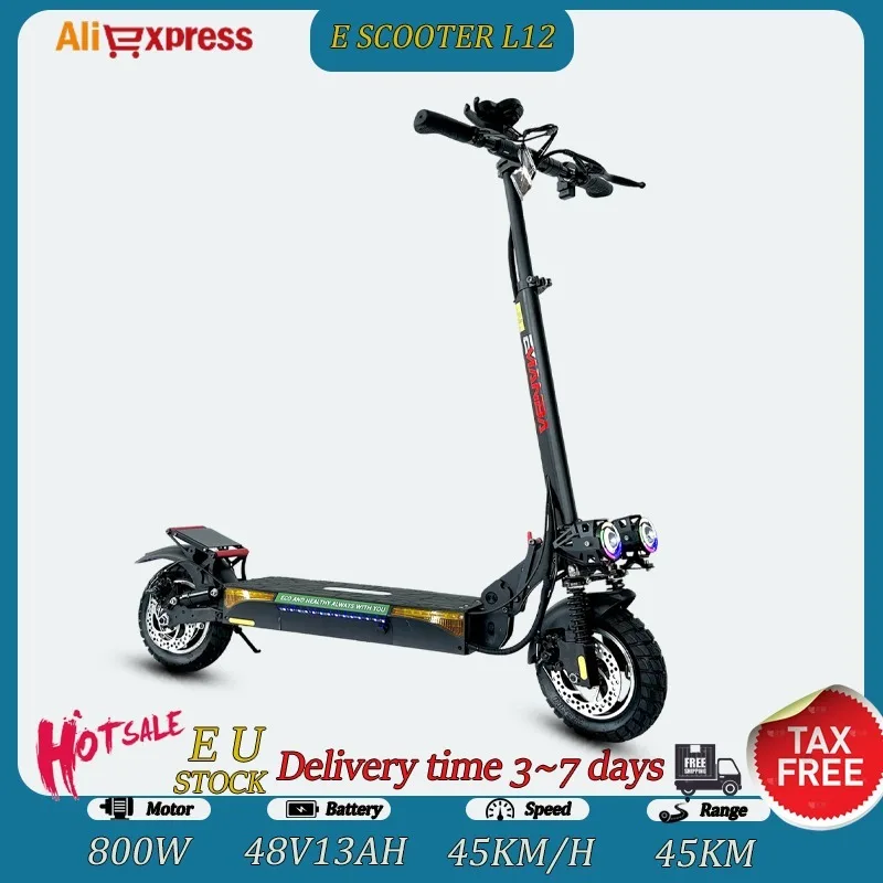 L12 سكوتر كهربائي 800 واط موتور 48V13AH بطارية الكبار E سكوتر مع مقعد 10 بوصة على الطرق الوعرة الإطارات أقصى سرعة 45 كيلومتر/ساعة E-سكوتر