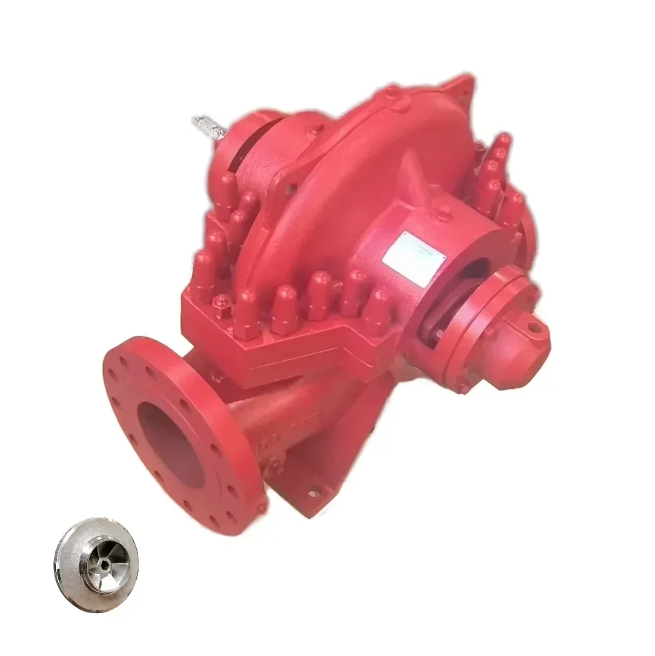 NFPA20 Horizontal Single Stage Double Suction Water Pump for Fire Fighting System in Red Color
