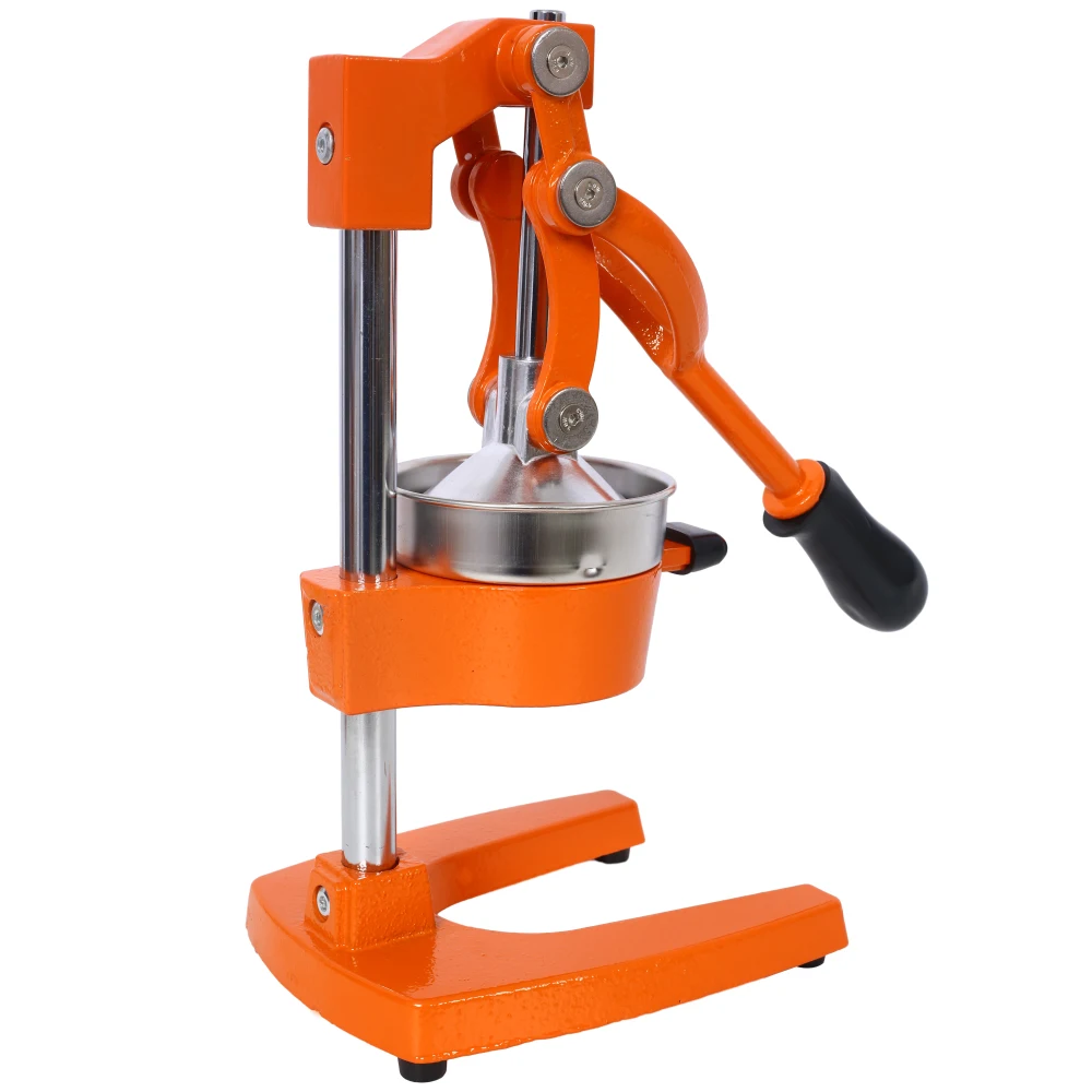 Orange Cast Iron Citrus Juicer, Extra Large Commercial Manual Hand Press Squeezer, Heavy Duty Countertop Fruit Extractor for Fresh Orange Lemon Juice Home Bar Catering Use