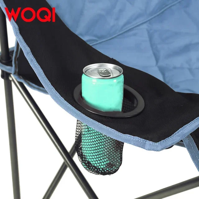 WOQI Heavy-Duty Double Camping Chair Side Table Modern Metal Design Adults Parks Beaches Campsites Outdoor Furniture