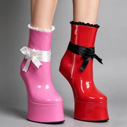 JIALUOWEI Customized 7Inch High Heel Platform Cosplay PonyPlay Ankle Boots
