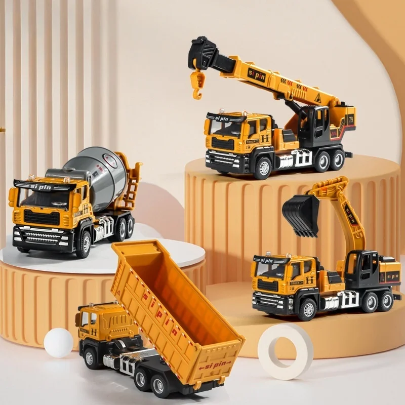 1pc Inertial Scale-Carrier Container Engineering Set 1:64 Bagger Transport Lkw Druckguss Modell Pädagogisches Fahrzeug Spielzeug