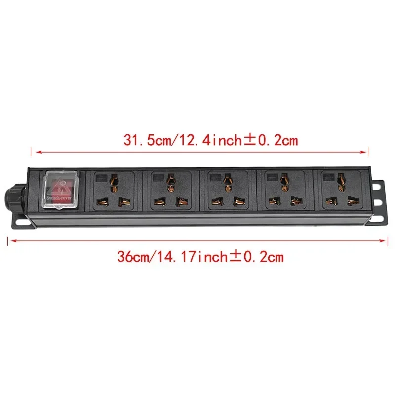 PDU Power Strip socket Network cabinet rack aluminium alloy16A/4000W  5AC 10A Universal Socket With  2m extension cable