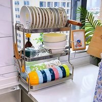 2 / 3 - Tier Stainless Steel Dish Drying Rack, Durable Kitchen Dish Drainer W/ Utensil & Cutting Board Holder, Anti - Slip