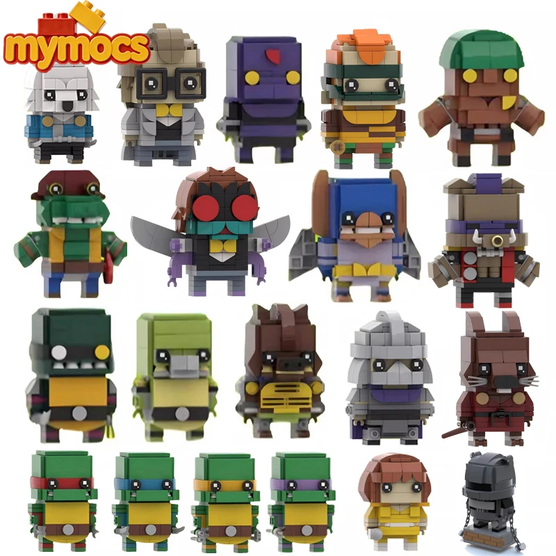 Mymocs Ideen Film Anime Figuren Schildkröte Ziegel Kopf Sets Bebop Rocksteady DIY Puppen Bausteine Kind Spielzeug Weihnachten Geschenk