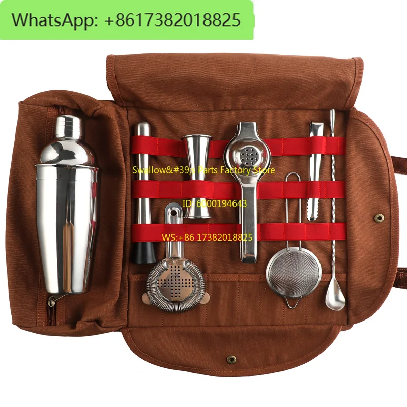 Stainless Steel Cocktail Mixer Storage Bag Set Outdoor Convenience