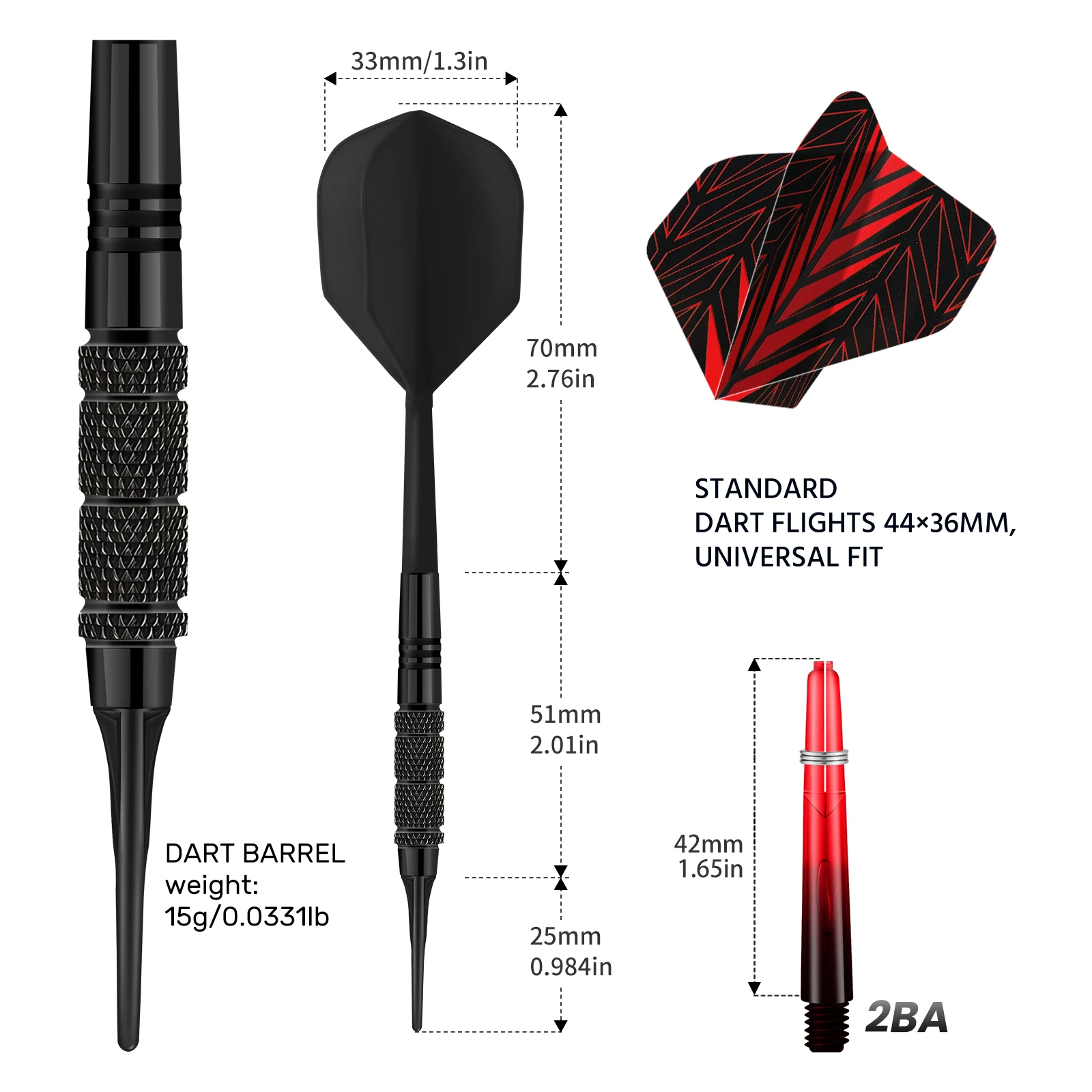 6-Piece Professional Hard Iron Dart Set | Non-Slip Knurled Dart Shafts | Integrated Durable Tail Wing Design | Black and White Competitive Darts | Suitable for Dart Board Training, Home Entertainment, Bar Parties, and Multiplayer Competitions | Christmas, Halloween, Birthday Gifts