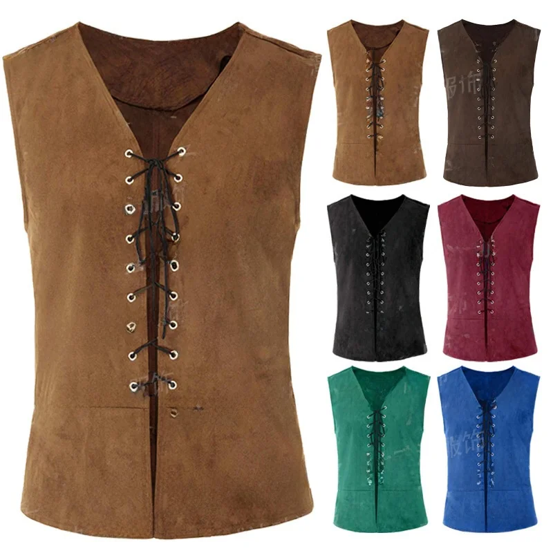 

Saint Vida Medieval Gothic Punk Belted Retro Vest Women's Ethnic Costume Stage Wear Autumn Faion Retro Sle
