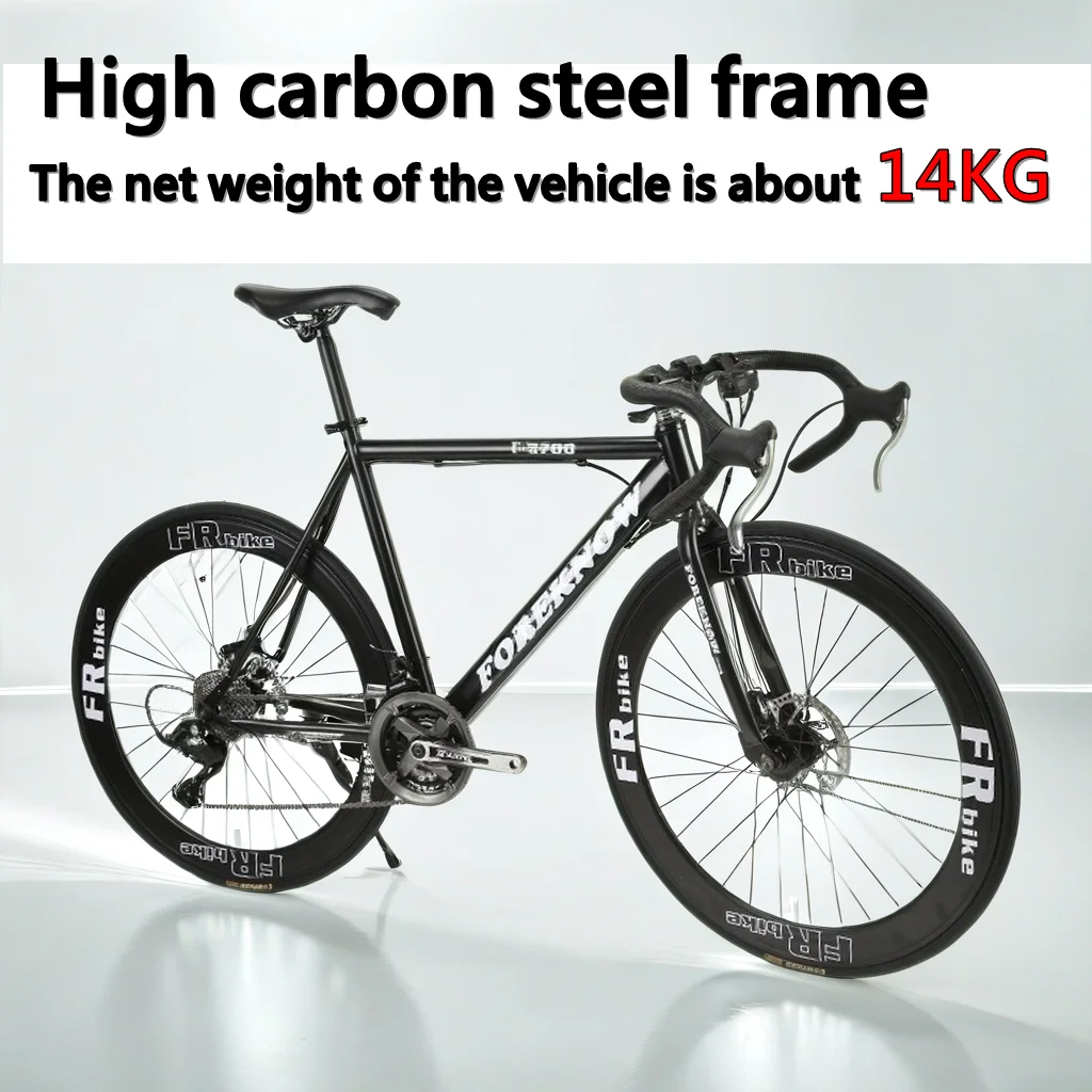 60 Knife Wheel 27 speed curved handlebar road bicycle high carbon steel frame fly bicycle double disc brake Road Racing Bike 