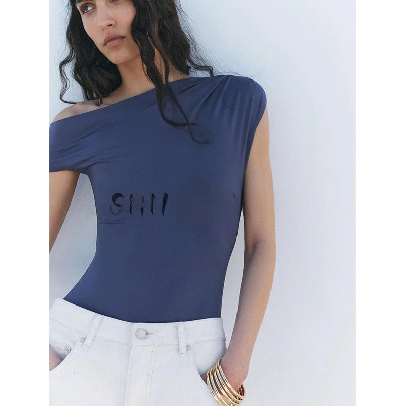 

Spring Summer Women's Asymmetric Collar Svel Slim Fit Rer High Waist Straight Leg Long Pant Polyester Fiber