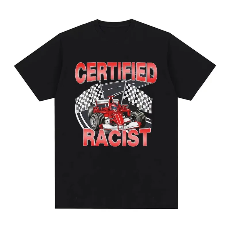 Profissional certificado racista engraçado corrida meme gráfico camiseta masculina moda manga curta camisetas de algodão casual t camisas