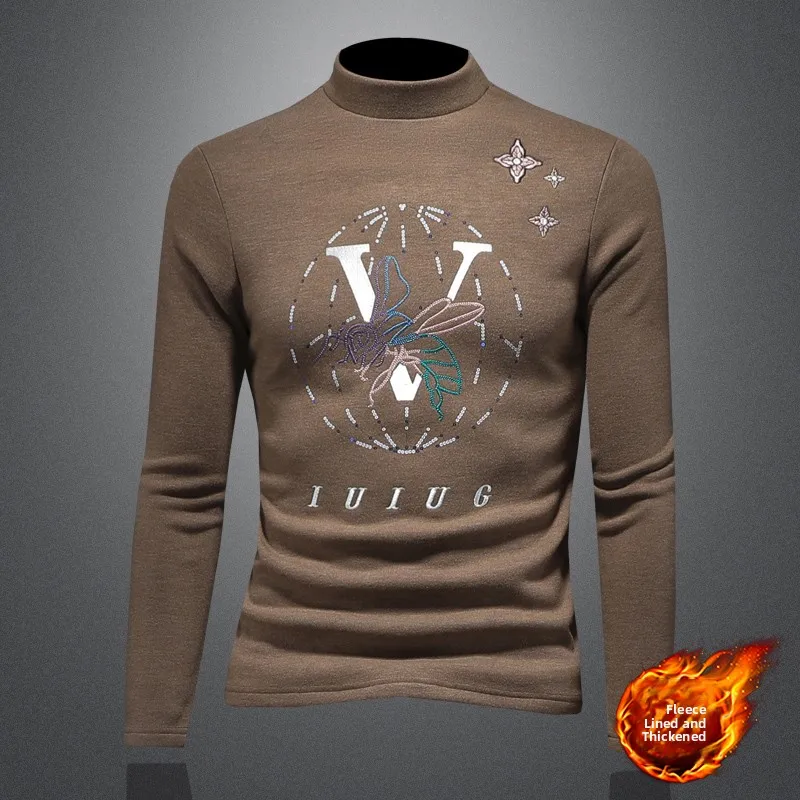 

Мужской шерстяной свитшот с высоким воротником для осени и зимы, молодежный, стильный, премиум-качество