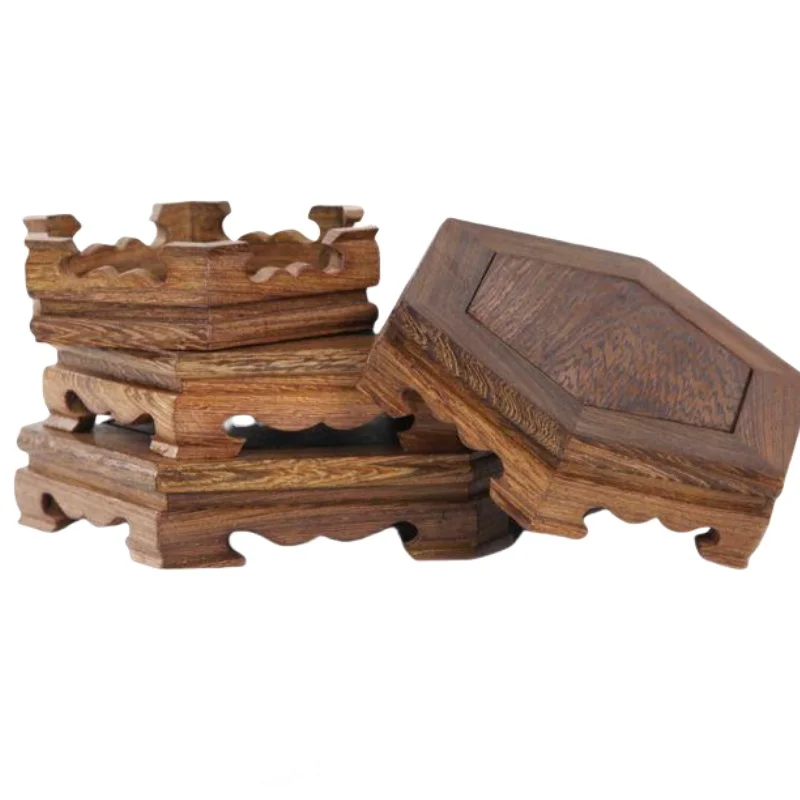 Retro Wooden Display Stand Miniature Model Sculpture Base Flower Pot Bonsai Display Stand Mini Buddha Statue Decorative Base
