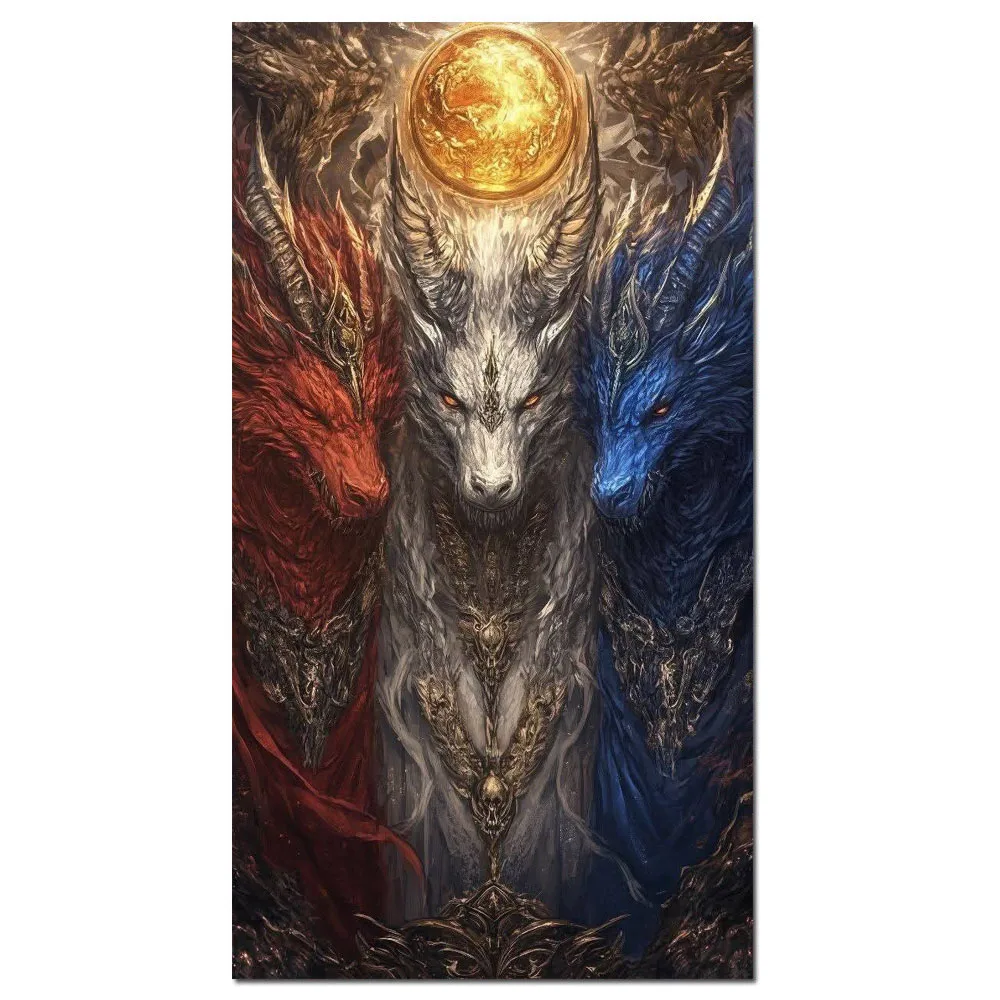 Large Size Dragon Mysterious Creature Diamond Embroidery Kit, Full Square Round Diamond Painting, DIY Diamond Art Home Decor.