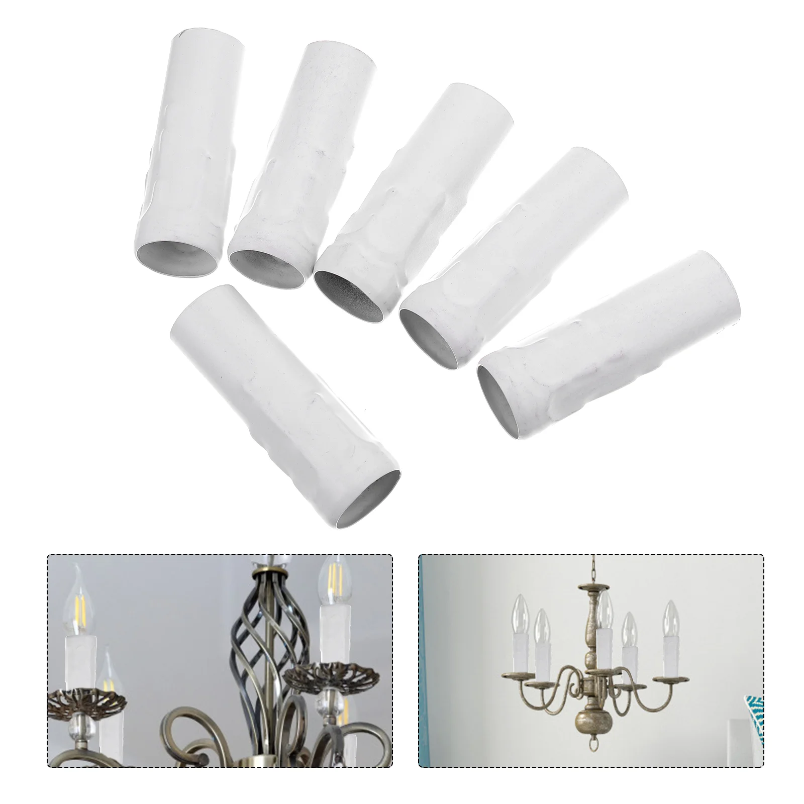 6 Pcs Chandelier Base Socket Tear Sleeve Lamp Teardrop Design Tube Retro Decor