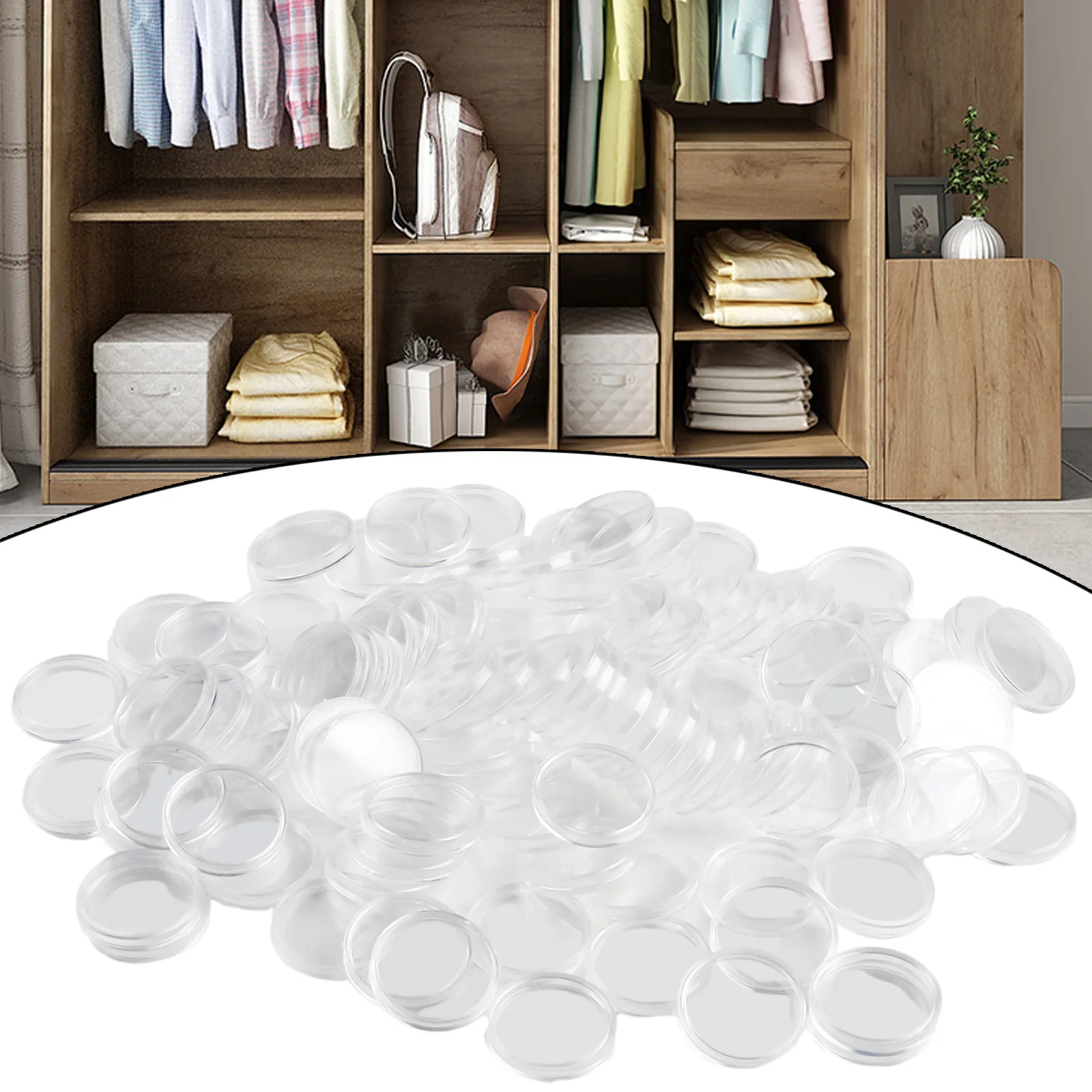 

100pc 34mm Transparent Coin Capsules Storage Box Clear Plastic Coin Cases Holders Protector Coins Capsules Storage Accessories