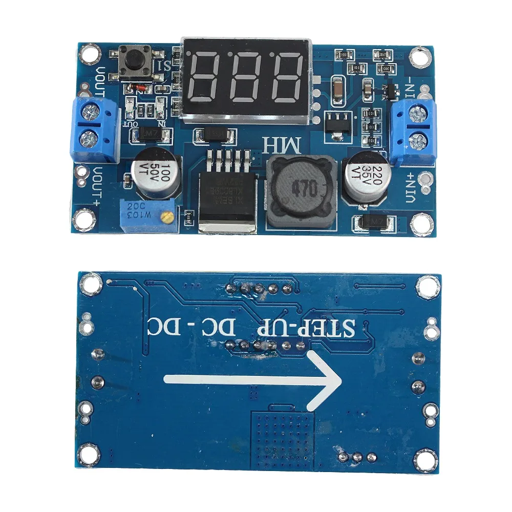 디지털 전압 디스플레이가 있는 XL6009 부스트 모듈, 4A DC to DC 컨버터 부스트 전원 공급 장치 모듈, 5-40V, 5-35V 출력 조절 가능