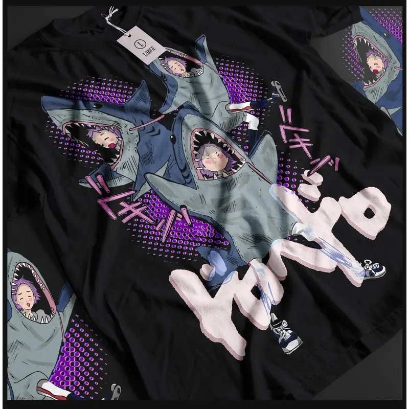 Dorohedoro Dark Anime T-Shirt Nikaido Kaiman Metal Manga Unisex Graphic Tee Caiman Horror Halloween Gift Goth Streetwear