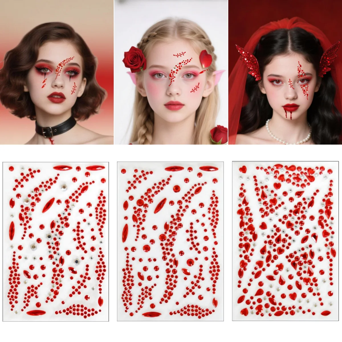 

Татуировки на лицо, наклейки в черном стиле, забавный макияж для тела, водонепроницаемые временные татуировки на Хэллоуин, поддельные татуировки