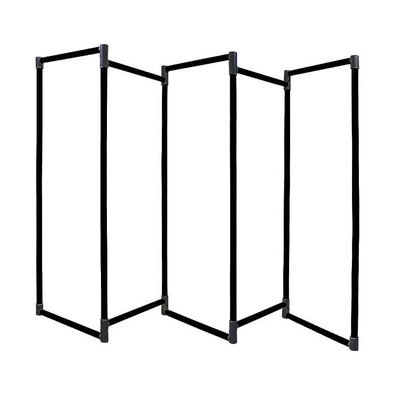 توفر الشركات المصنعة المحترفة لعام 2024 شماعات معدنية سوداء، شماعات أرضية، دعامات قابلة للطي متعددة الوظائف