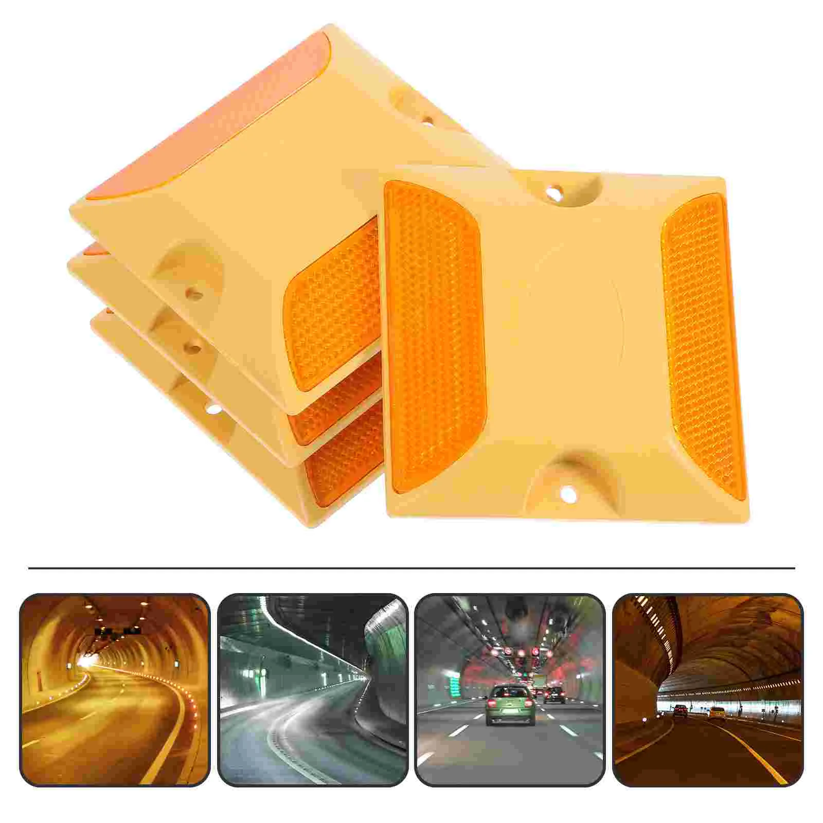 4 Pcs Reflective Road Studs High Visibility Delineator Markers ABS Plastic Lasting Driveway