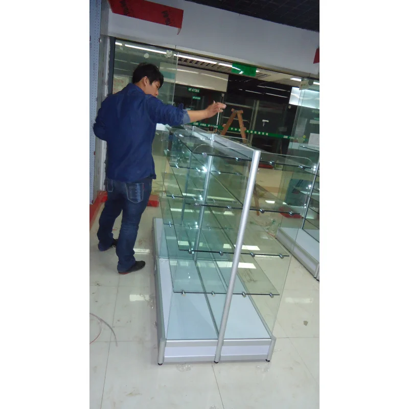 custom.Luxury Multi-layer Aluminium Glass Display Cabinet Showcases with LED Light