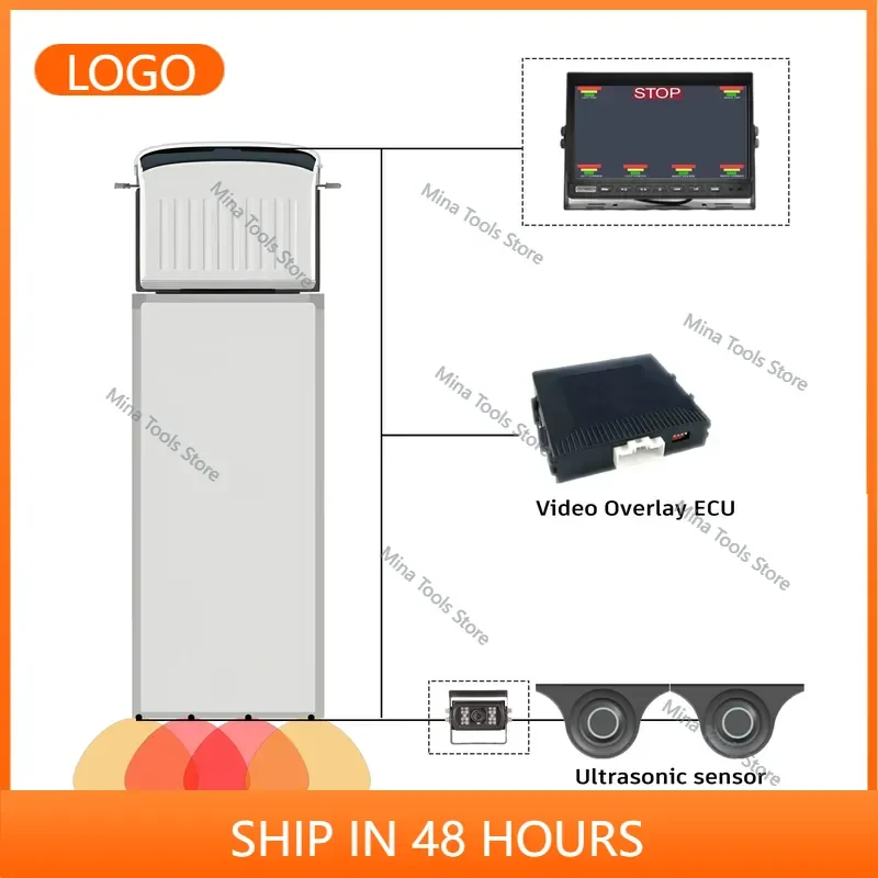 High-Precision Advanced Video Overlay Parking Sensor System Real-Time Object Detection Reverse Safety Driving