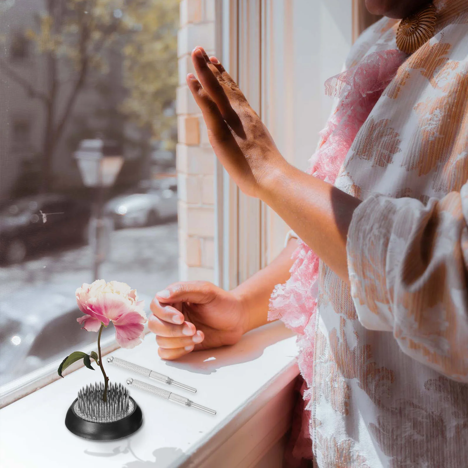 

2Pcs Kenzan Needle Straightening Tool Cleaning 2in1 Stainless Steel Pin Maintenance Repair Floral Frogs Cleaner