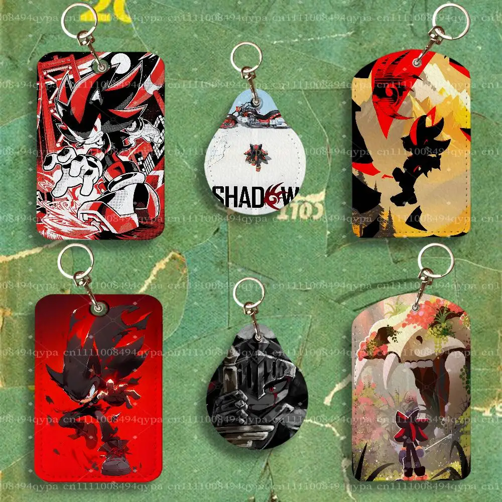 S-Shadow The Hedgehog Leather 2 Sided ID Card Holder with Keychain Executive Protection For Bank Credit Subway Bus Case