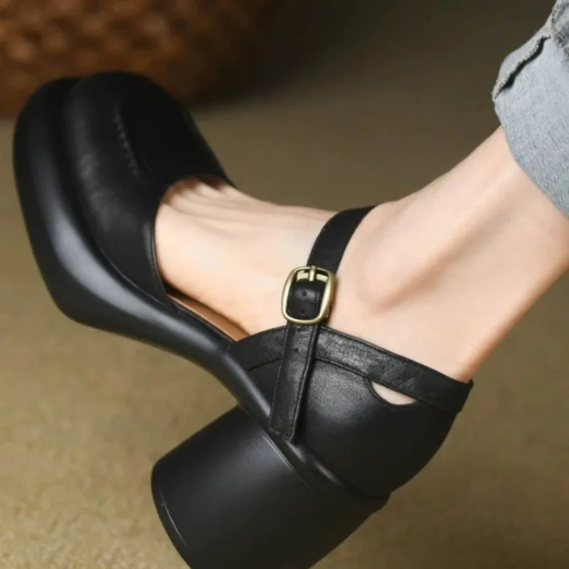 Fashion White Platform Pumps for Women Super High Heels Buckle Strap Mary Jane Shoes Woman Goth Thick Heeled Party Shoes Ladies image 3